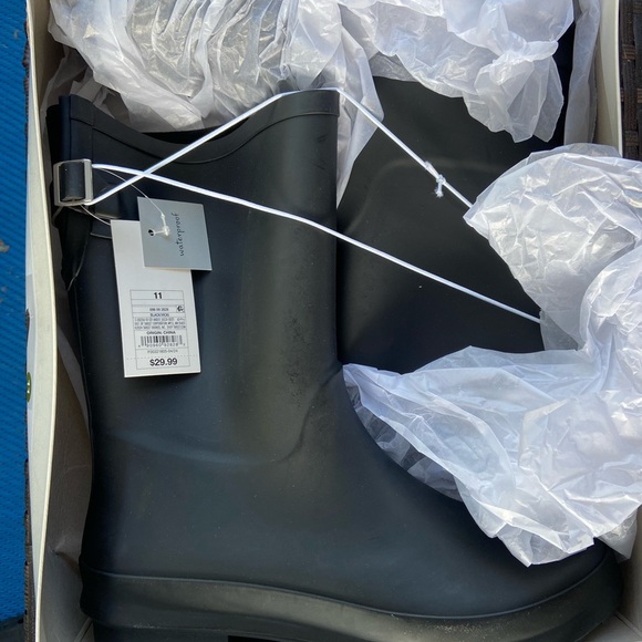 NWT A New Day Black Waterproof Rain Boots with Adjustable Strap - Picture 2 of 7